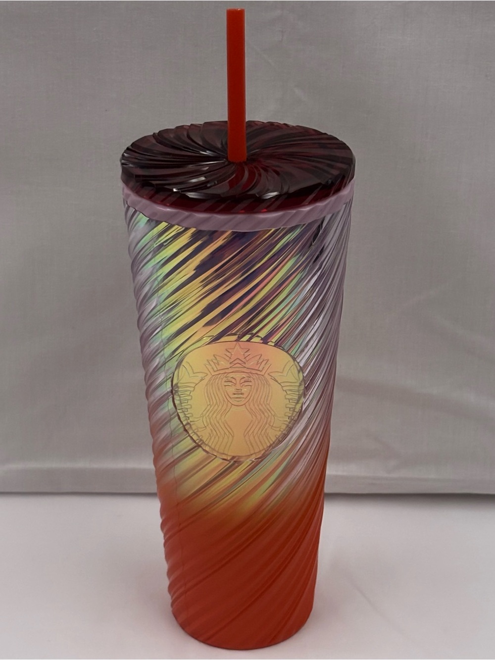 Starbucks 2025 Sunrise Swirl Venti Tumbler 24 oz Pearl Ombre Orange Cold Cup